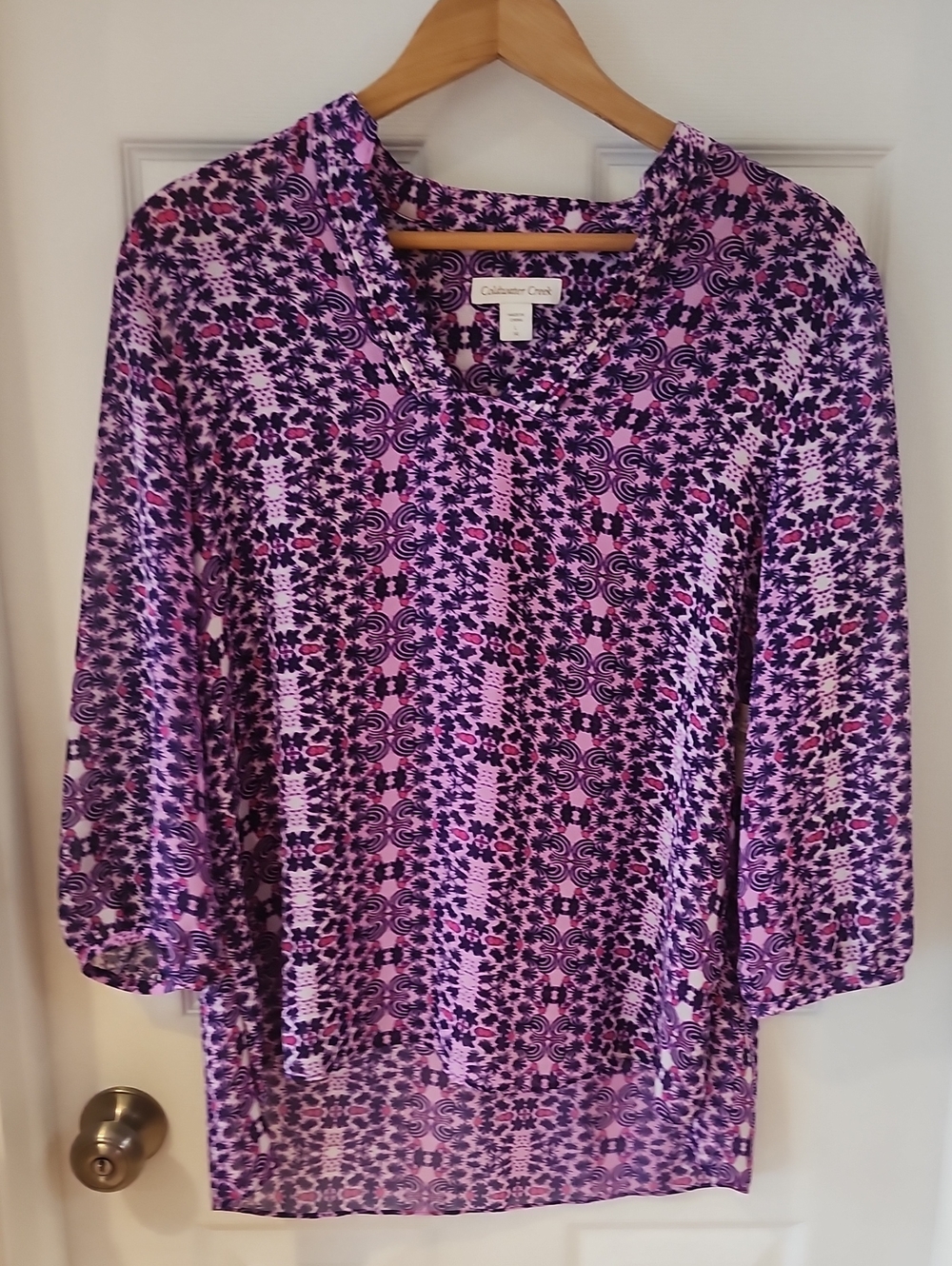 Coldwater Creek Purple & Pink Geometric Long Sleeve Top